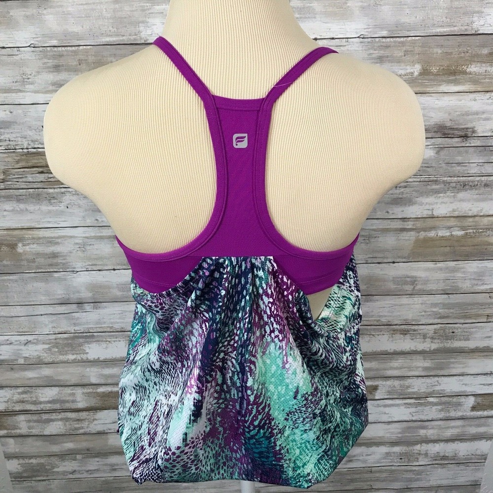 Fabletics Womens Purple Teal Snakeskin Print Built In Bra Tank Top Size S - Picture 5 of 7